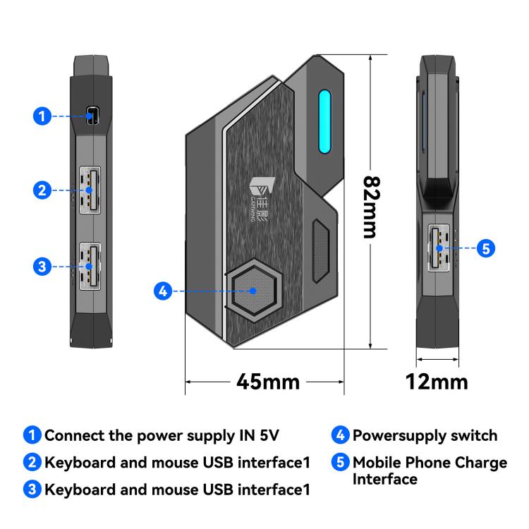 Mobile Game Controller Bluetooth 5.0 Keyboard Mouse Converter