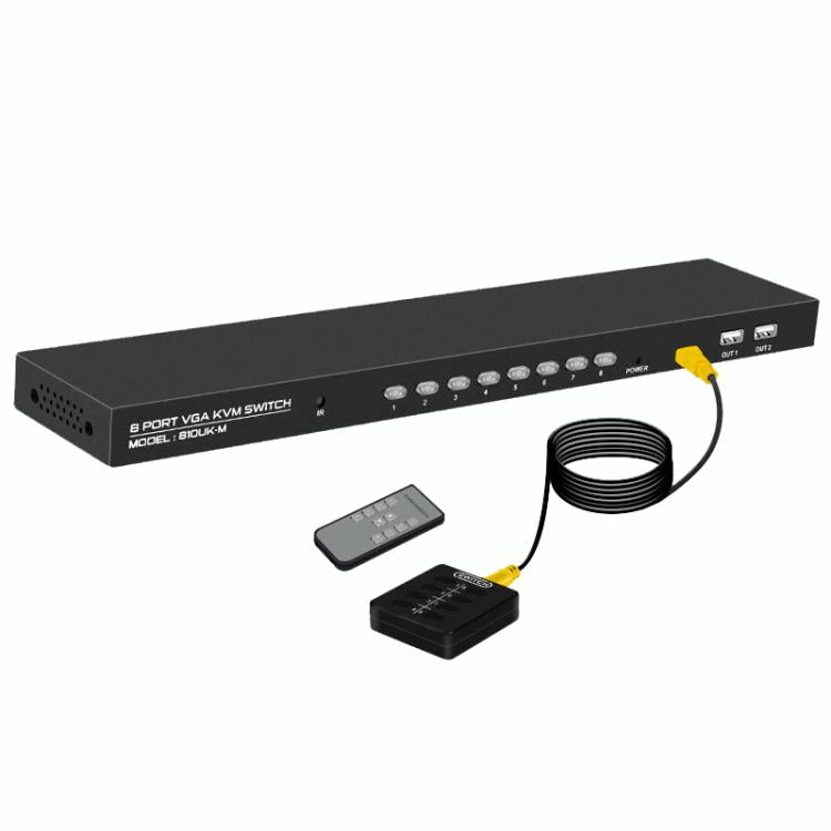 8 Input 1 Output VGA KVM Converter Multiple Computer Hosts Sharing Monitor Switcher With IR Remote Controller