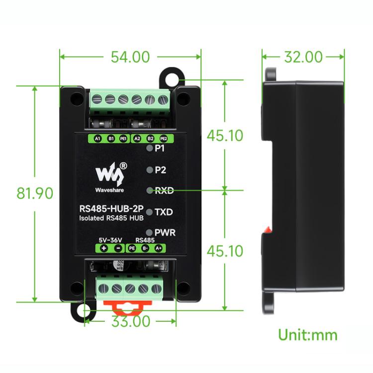Industrial Isolated 2CH Hub Rail Wide Baud Rate Repeater