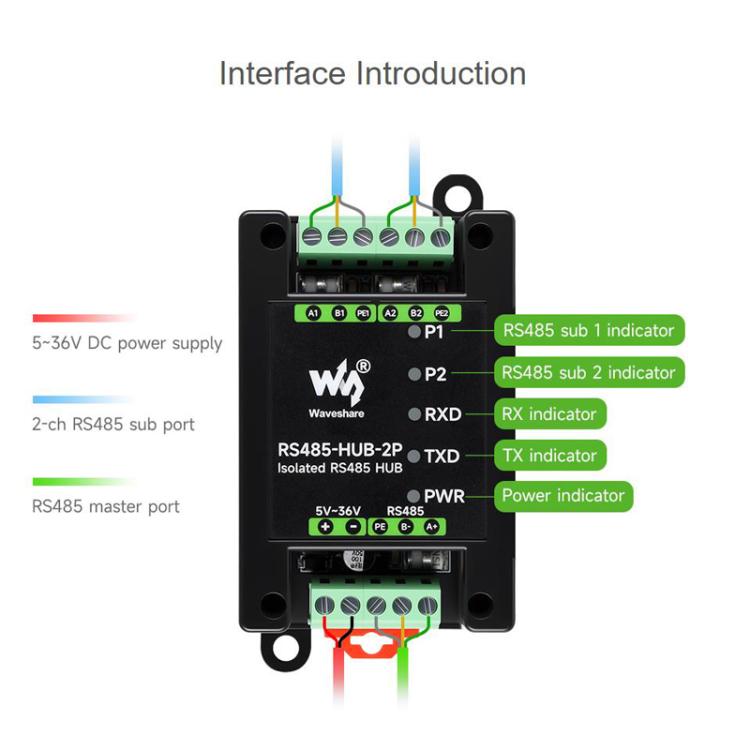 Industrial Isolated 2CH Hub Rail Wide Baud Rate Repeater