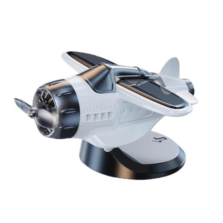 Automatic Rotating Car Dashboard Decorative Solar-Powered Airplane Ornament — Soaring Gold Black