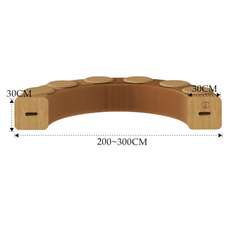 Accordion Expandable Paper Bench Folding Sofa Chair Entryway Stool — Height 30cm 3-Seater Brown