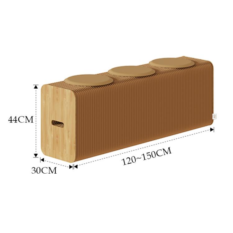 Accordion Expandable Paper Bench Folding Sofa Chair Entryway Stool — Height 30cm 9-Seater Brown