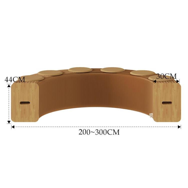 Accordion Expandable Paper Bench Folding Sofa Chair Entryway Stool — Height 44cm 3-Seater Brown