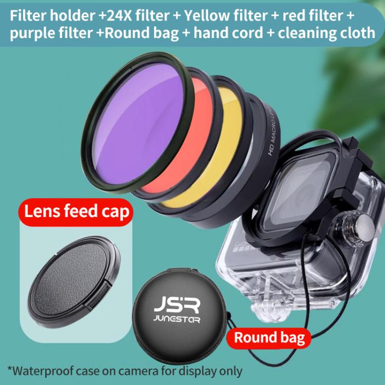 For GoPro HERO13/12/11/10/9/8 Black Action Camera — JSR 16X Macro & 3-color Diving Filter Kit