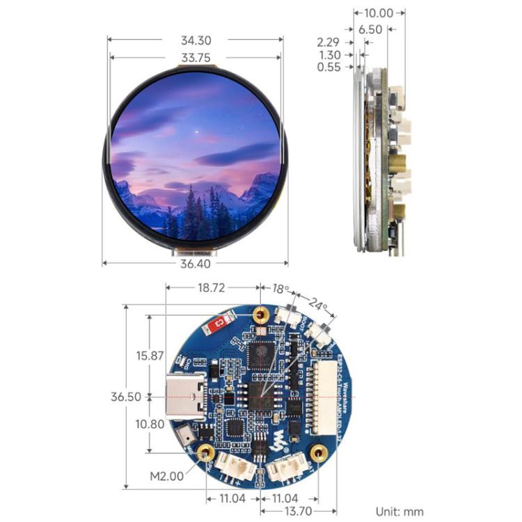 1.32 Inch AMOLED Round Touch Display Development Board