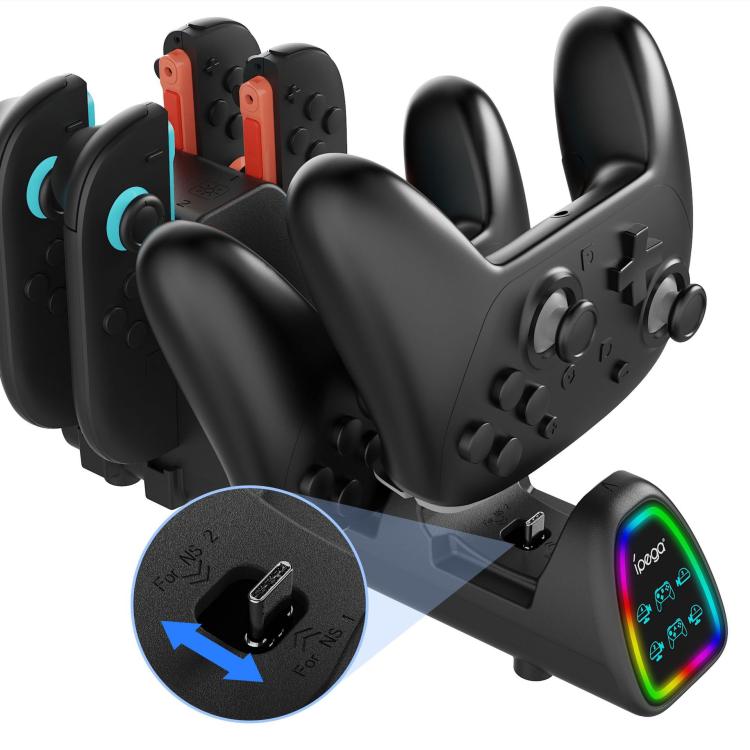 ipega 10-in-1 Charging Dock for Nintendo Switch 2 / Switch Joy-Con & Switch 2 Pro Controllers USB Plug Version
