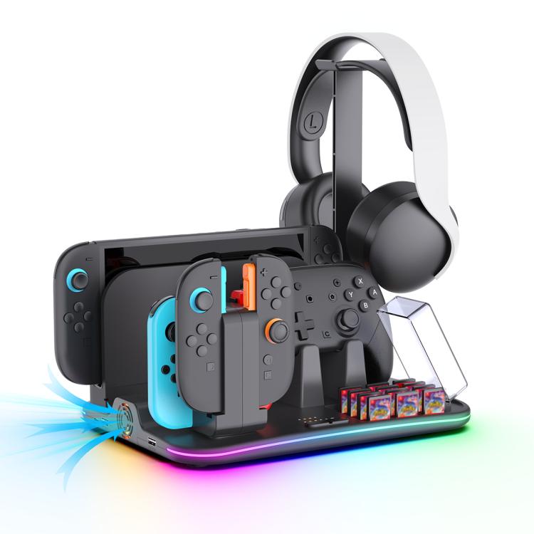 ipega 12-in-1 Multi-Function Charging Dock for Nintendo Switch 2/Switch Joy-Con Charging, Pro Controller Dock, Cooling Fan, Game & Headset Storage Organizer