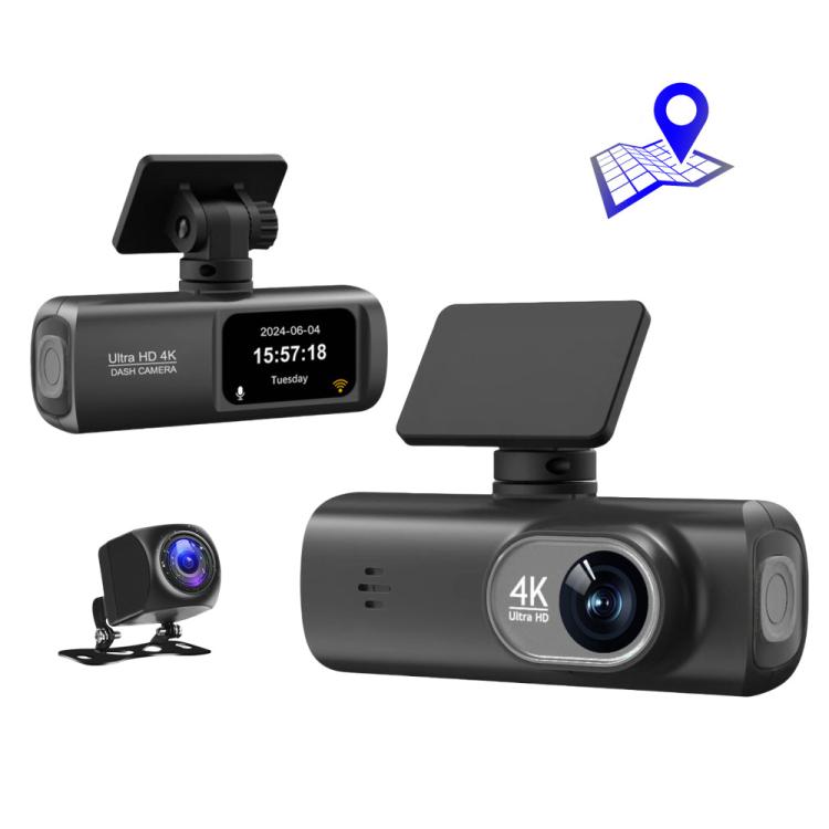 4K Dual Recording WiFi Smartphone Connected Car Dash Cam — Front+Rear+GPS Track