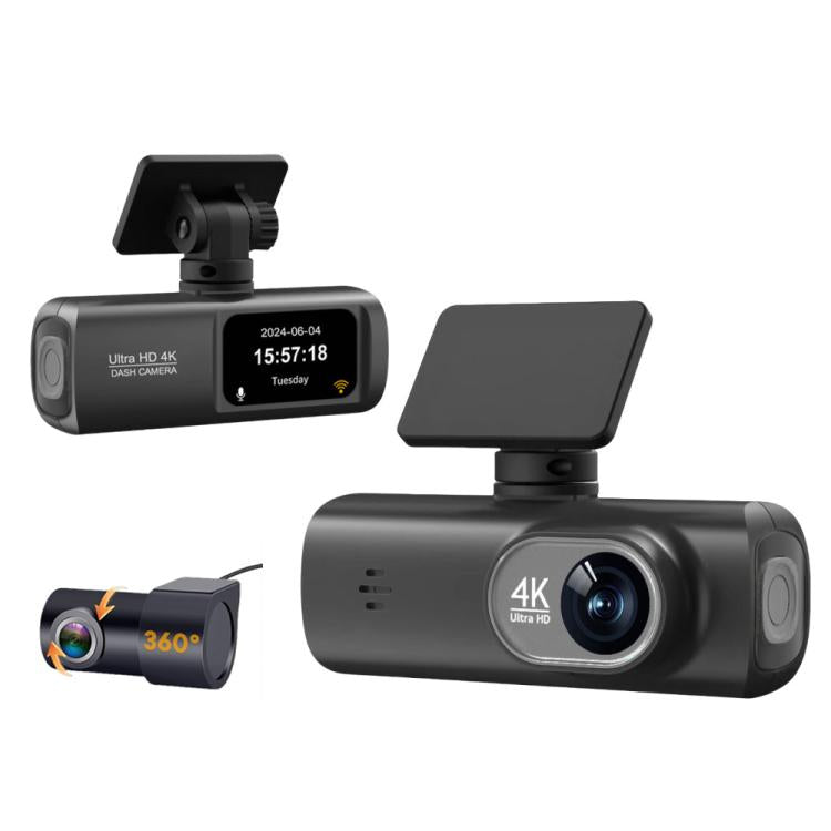 4K Dual Recording WiFi Smartphone Connected Car Dash Cam — Front+Inside