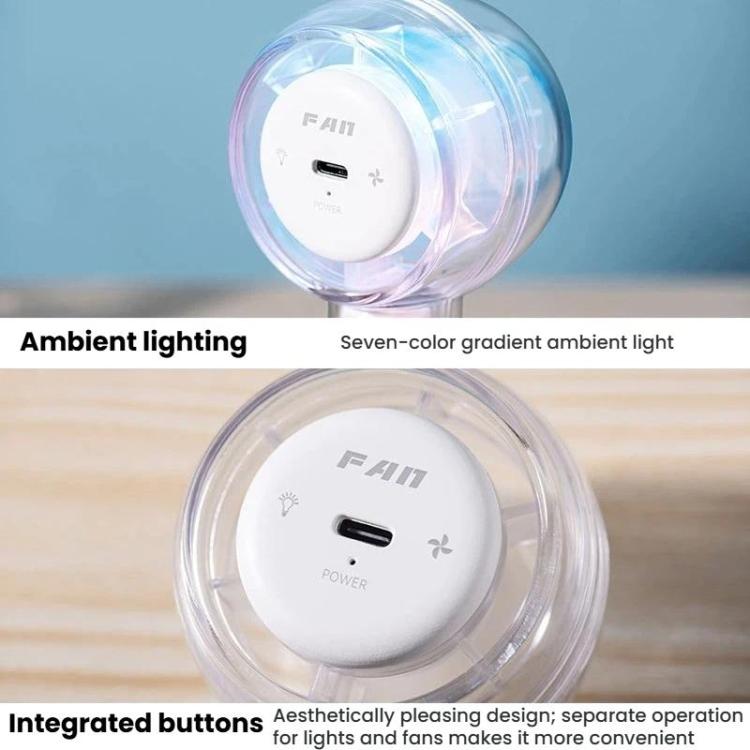 Mini Turbo Convenient USB Dazzling Colorful Light Handheld Fan — view 10