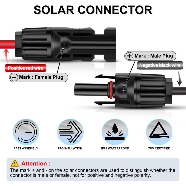 1pair MC4 Solar Photovoltaic Extension Cable For RVs