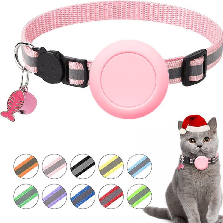 For AirTag 2nd Gen / AirTag 1st Gen Waterproof Silicone Holder Cat Collar With Safety Breakaway Buckle And Fish & Bell Pendant
