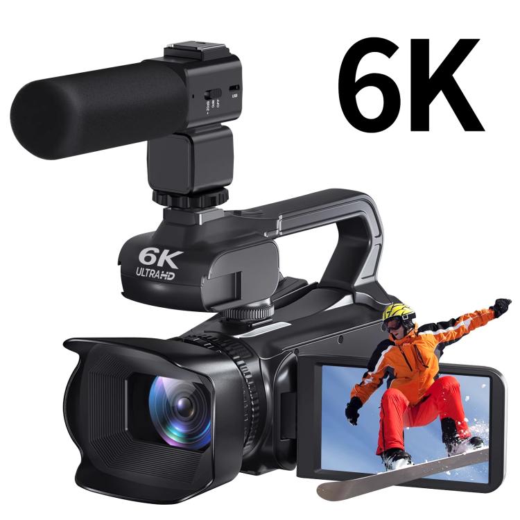 64MP 6K 18X Digital Zoom Ultra HD Video Camera With 4-Inch Touch Screen Camcorder — 6K 16G With Mic