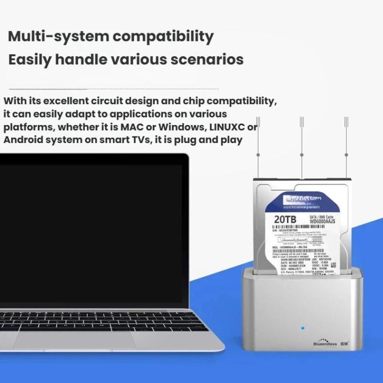 Blueendless HD01 2.5/3.5 Inch Hard Drive Enclosure USB 3.0 Desktop Computer SATA Solid-State/Mechanical External Portable Hard Drive Case — view 12