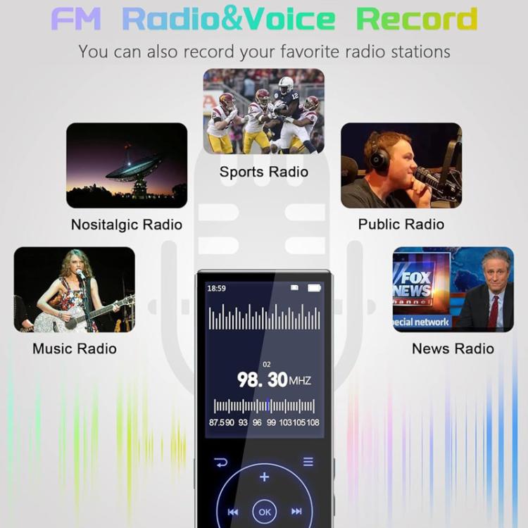 2.4 inch Colorful Screen MP3 Music Player With Bluetooth 5.0 Speaker