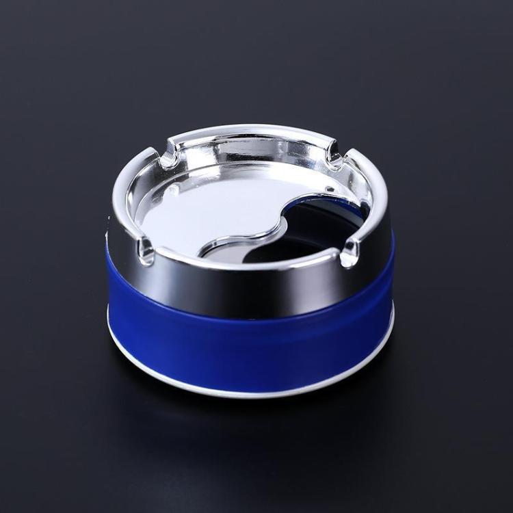 Rotating Sealed Ashtray with Lid Windproof Electroplated Finish Desktop Ashtray — White