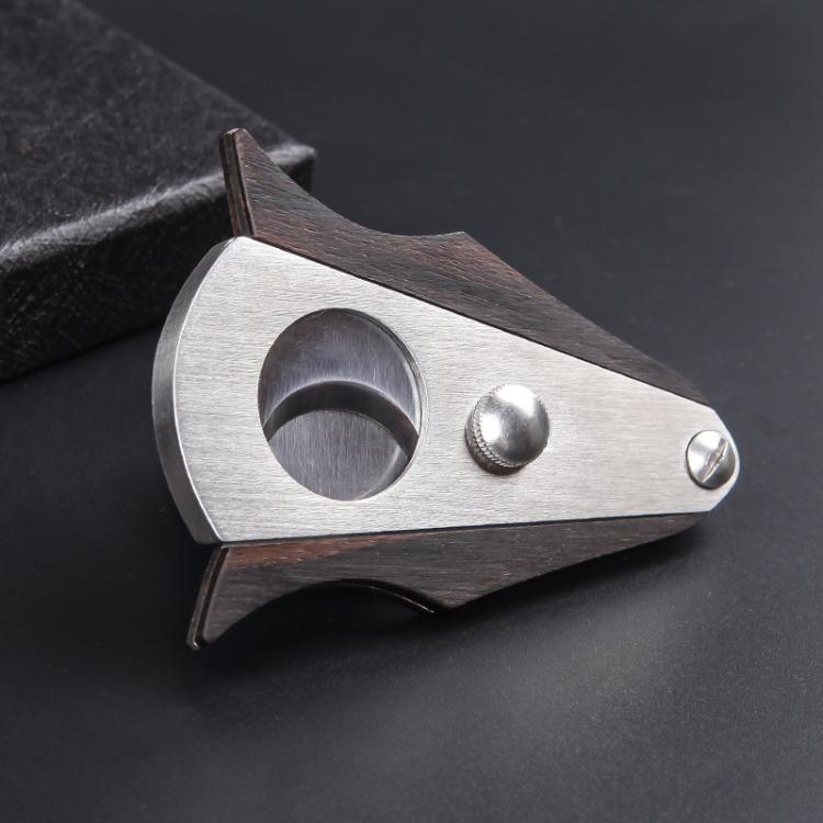 Sandalwood Cigar Scissors With Stainless Steel Double Blades Precision Cutter For Enthusiasts — Teardrop Shape