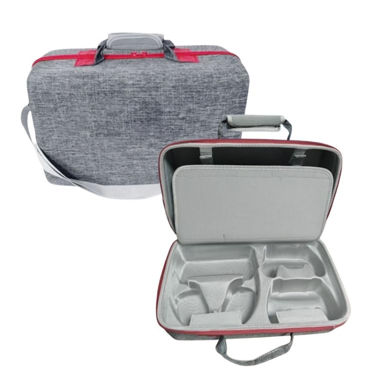For PS5 Slim Console & Accessories Carrying Case with Headphone Compartment Double-Layer Storage Bag — Black