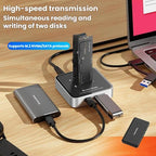 Blueendless SD09 Dual-Bay M.2 Dual-Protocol Drive Enclosure NVMe/SATA SSD Case — UK Plug