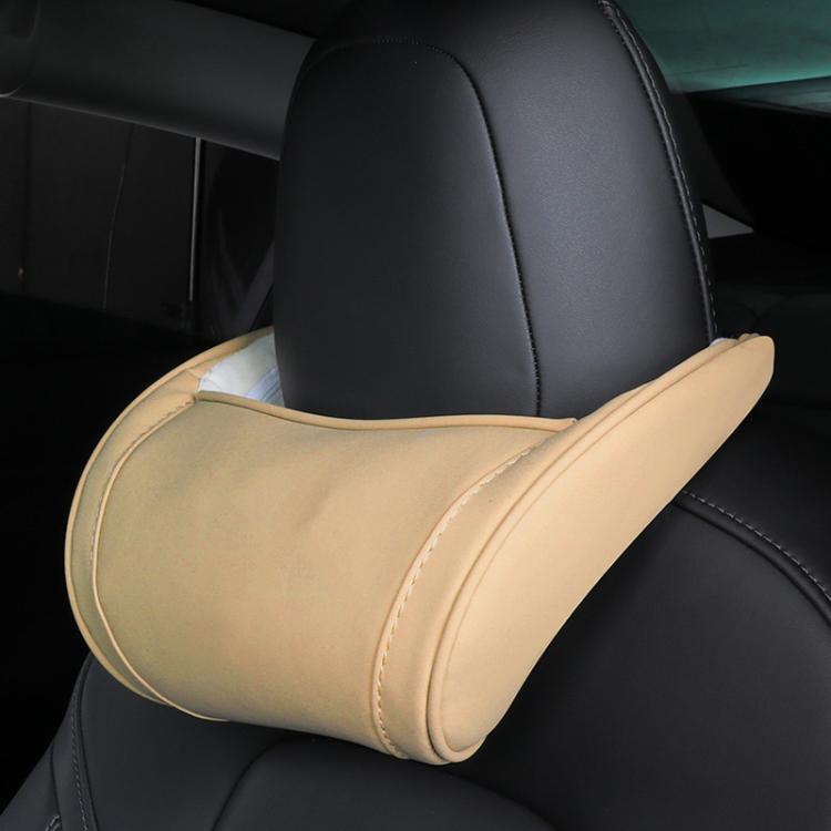 For Tesla Model 3/X/S Leather Seat Neck Pillow — Coffee