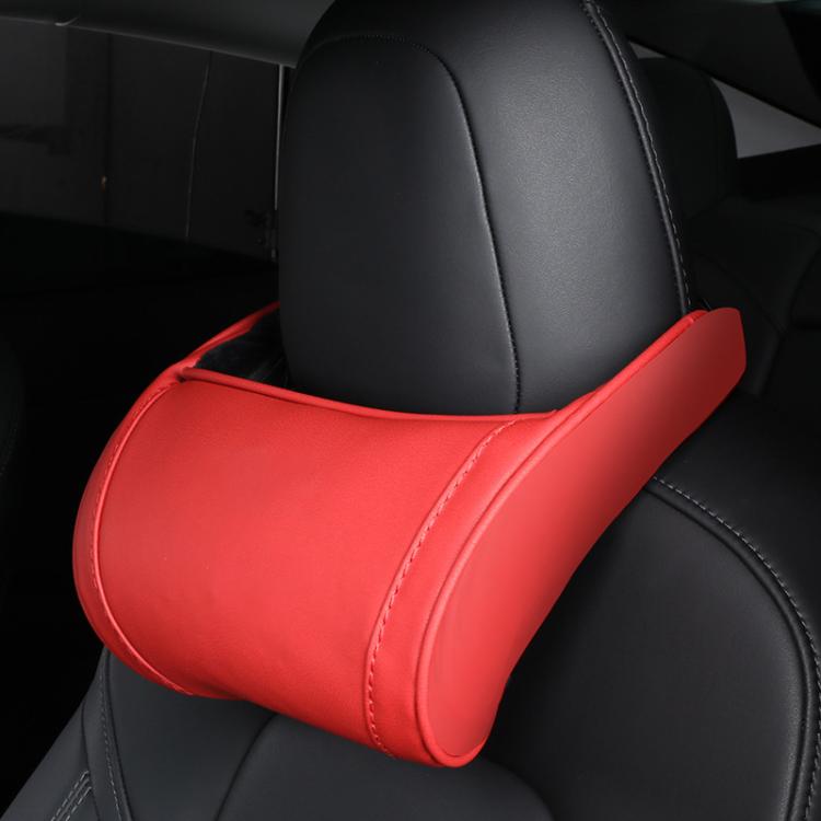 For Tesla Model 3/X/S Leather Seat Neck Pillow — Beige