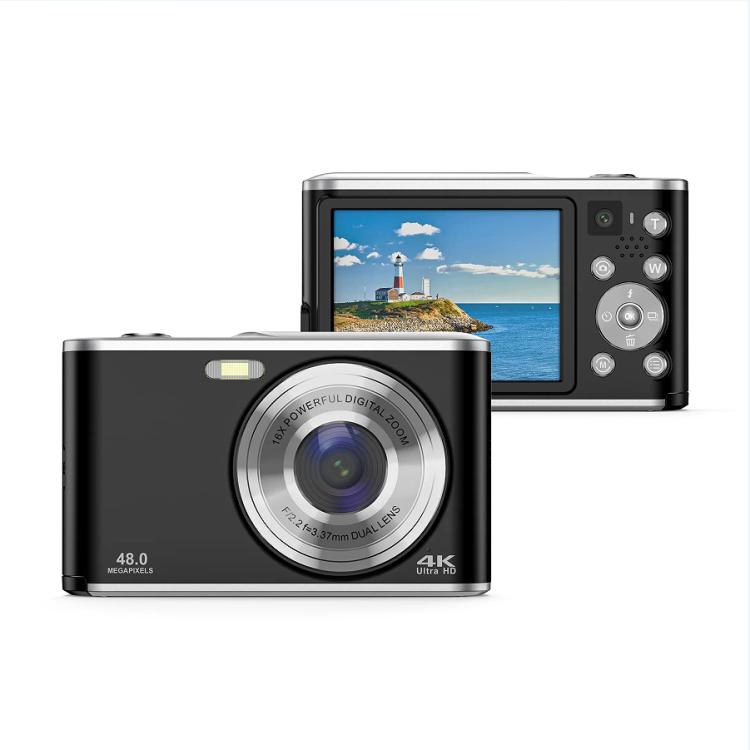 HD 4K Dual Lens Selfie Digital Camera Portable Card-Style CCD Student Camera — White