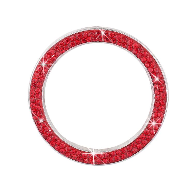 Car One-Touch Start Diamond-Embellished Trim Ring Sticker — Pink