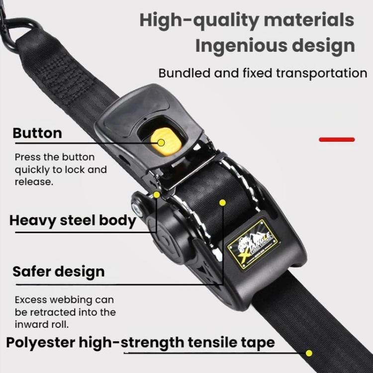Car Motorcycle Automatic Retractable Tensioner Tie-Down Strap