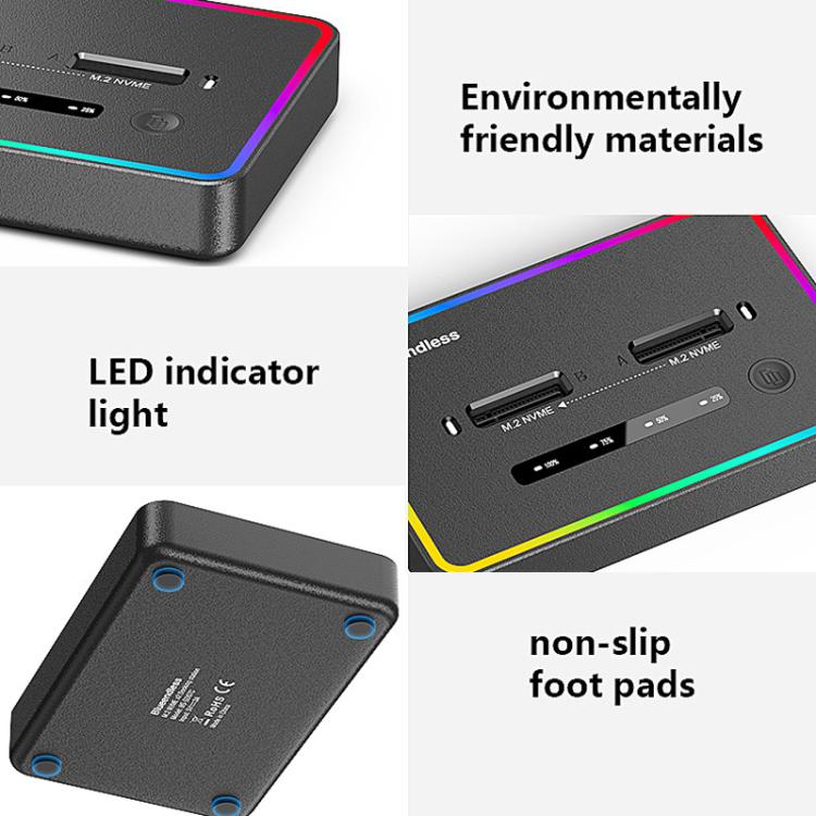 Blueendless SD07 M.2 Dual-Bay Hard Drive Enclosure NVMe Offline Cloning Device — view 17