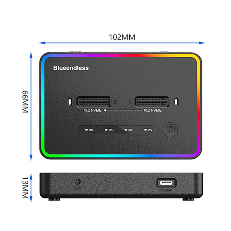 Blueendless SD07 M.2 Dual-Bay Hard Drive Enclosure NVMe Offline Cloning Device — view 18