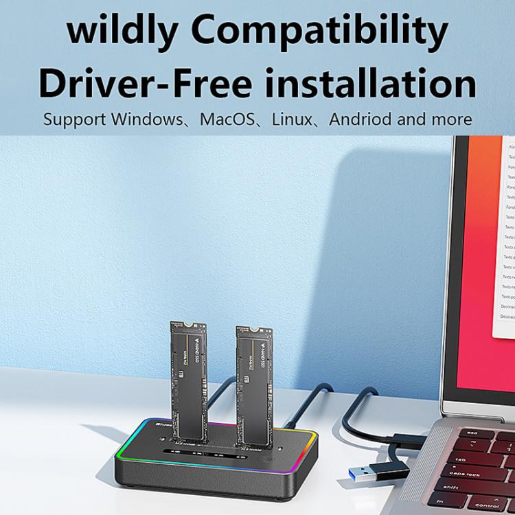 Blueendless SD07 M.2 Dual-Bay Hard Drive Enclosure NVMe Offline Cloning Device — view 9