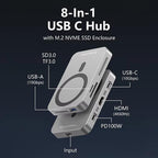 8 In 1 Magnetic Dock NVMe SSD Enclosure USB 3.2 Hub — view 3