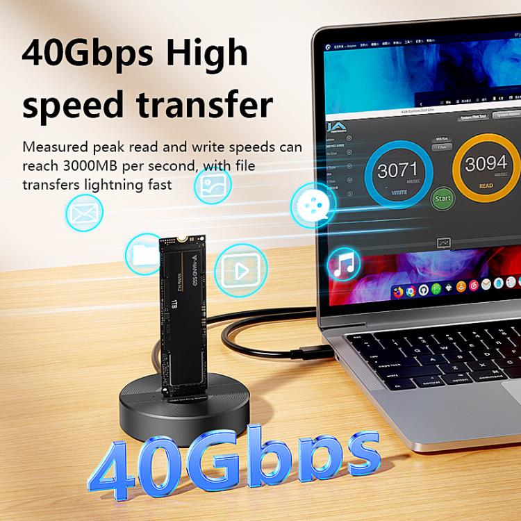Blueendless SD04P 40Gbps Hard Drive Dock USB 4.0 Enclosure M.2 NVMe SSD Computers External Reader — view 3