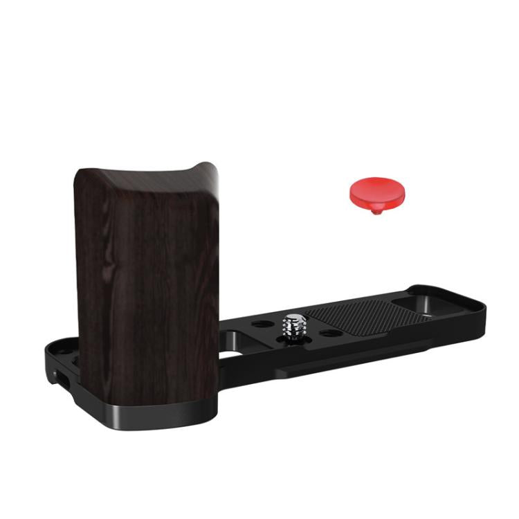 Flymile Camera L-Shaped Handgrip With Cold Shoe Thumb Rest Bracket — For Fujifilm X100VI Silver Walnut