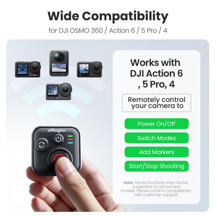aMagisn Bluetooth Remote Shutter for DJI Osmo Action 6/Action 5 Pro/Action 4/Osmo 360