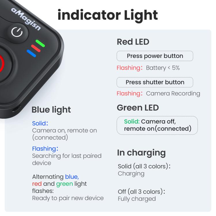 aMagisn Bluetooth Remote Shutter for DJI Osmo Action 6/Action 5 Pro/Action 4/Osmo 360