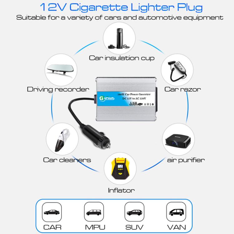 Gurxun 150W Aluminum Alloy Car Power Inverter With Cigarette Lighter