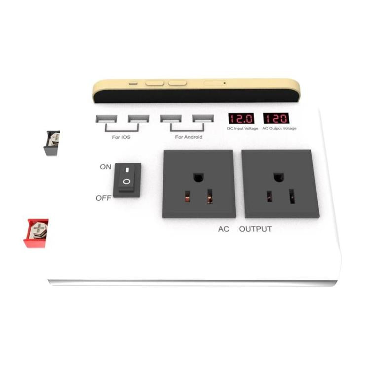 4-USB Dual-Socket Inverter Socket Car Digital Display Power Conversion Outlet — EU Plug 12V To 220V