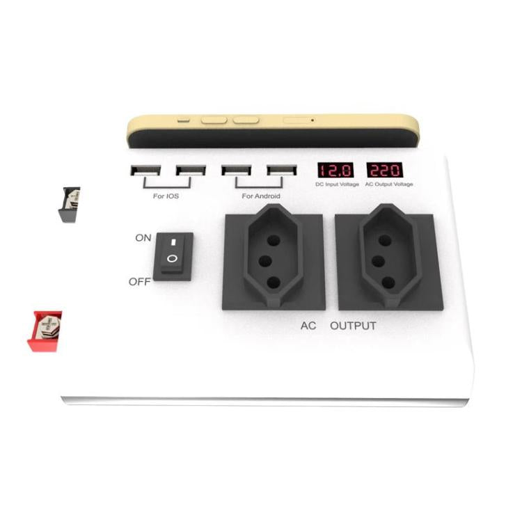 4-USB Dual-Socket Inverter Socket Car Digital Display Power Conversion Outlet — Brazil Plug 12V To 110V