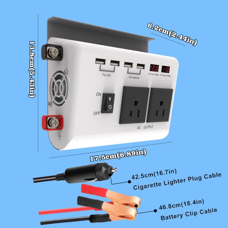 4-USB Dual-Socket Inverter Socket Car Digital Display Power Conversion Outlet