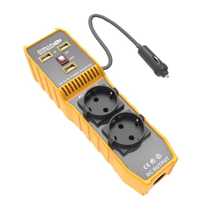 3-USB Dual-Socket Car Power Inverter Vehicle Power Converter