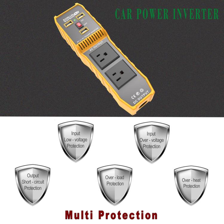 3-USB Dual-Socket Car Power Inverter Vehicle Power Converter