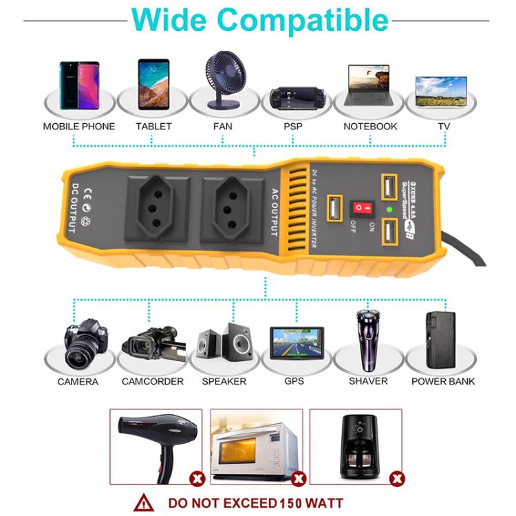 3-USB Dual-Socket Car Power Inverter Vehicle Power Converter