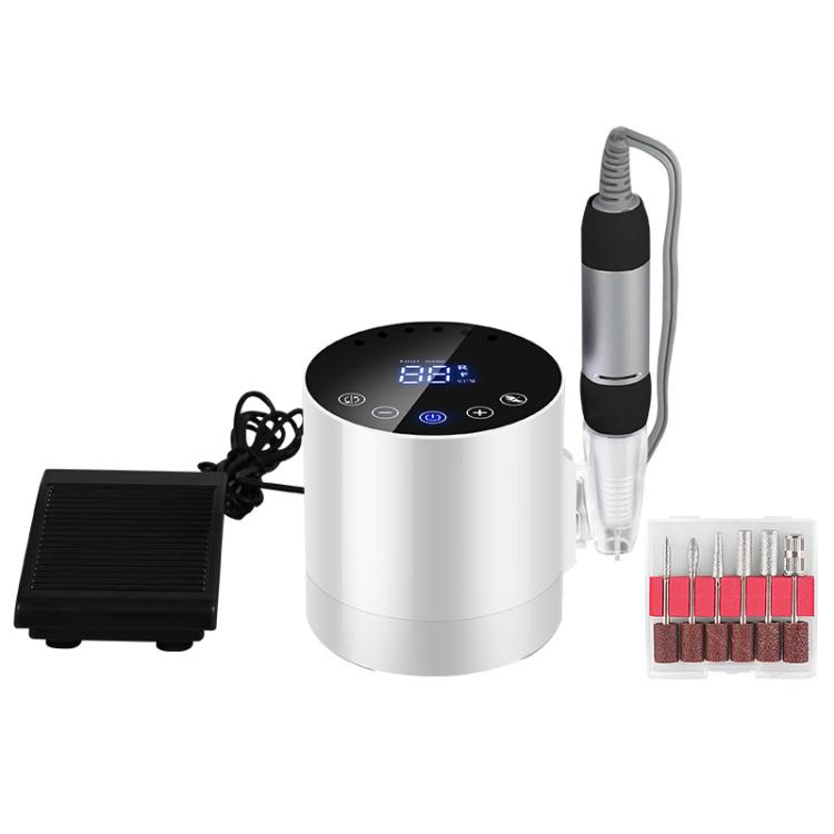 BLUEQUE BQ-213 Cylindrical Nail Buffer Electric Nail File Cuticle Remover Tool — EU Plug (White)