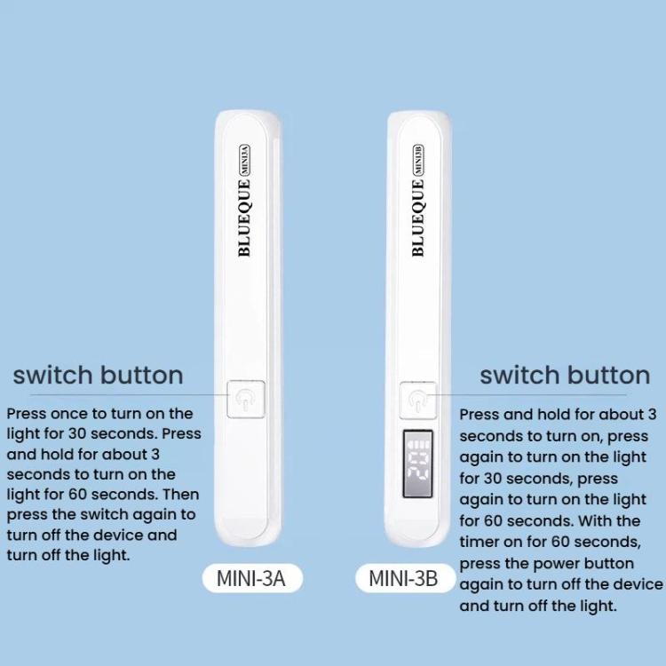 BLUEQUE Handheld 3W Rechargeable LED Nail Drying Lamp Single-Nail Tip Curing Lamp