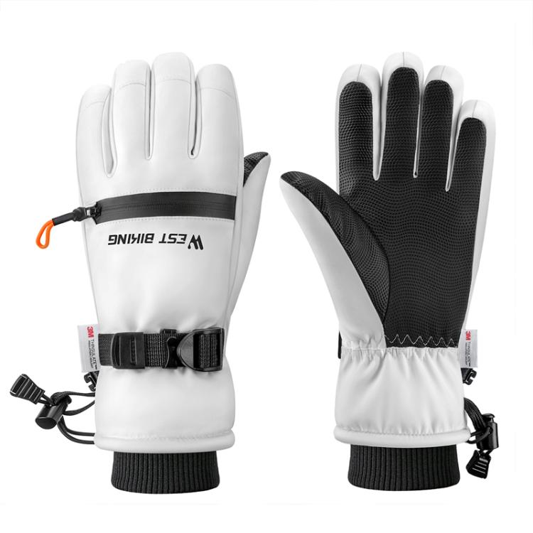 WEST BIKING Touchscreen Ski Gloves Windproof & Waterproof Winter Gloves with Anti-Slip Palm, Zipper Pocket for Snow Pass — Black