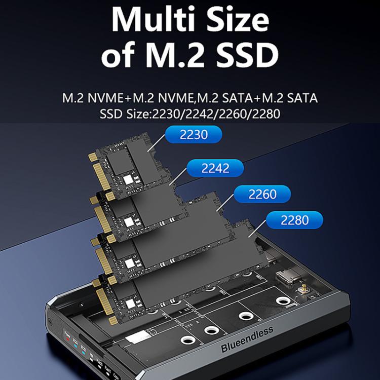M.2 Disk Array Enclosure NVMe / SATA Dual-Protocol RAID Portable SSD Enclosure 20Gbps Offline Copy — view 6