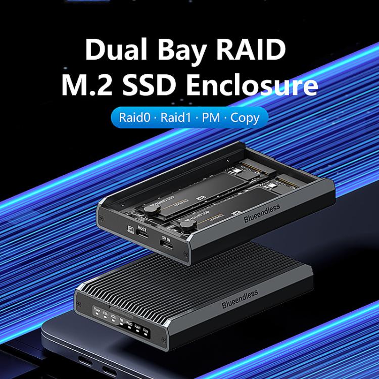 M.2 Disk Array Enclosure NVMe / SATA Dual-Protocol RAID Portable SSD Enclosure 20Gbps Offline Copy — view 8