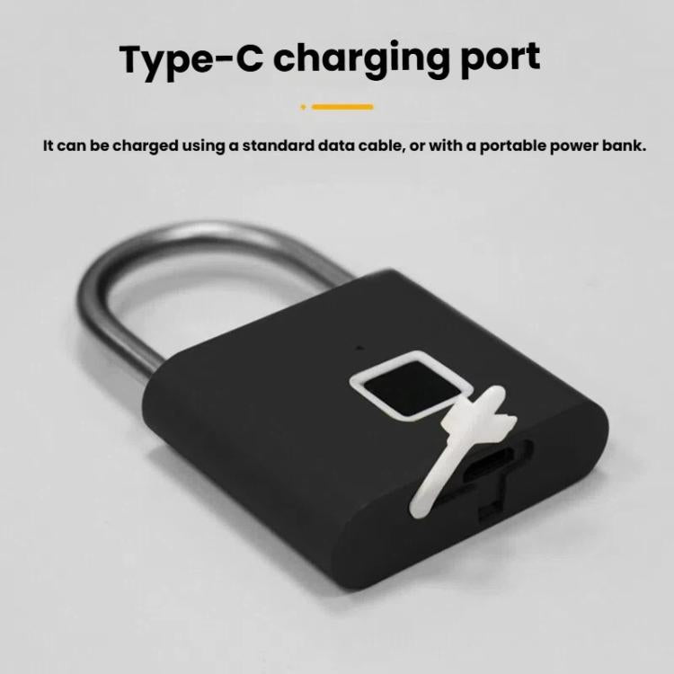 Fingerprint Padlock Compatible Tuya Smart App, 30 Fingerprint Capacity, USB-C Rechargeable, Zinc Alloy Body — view 5